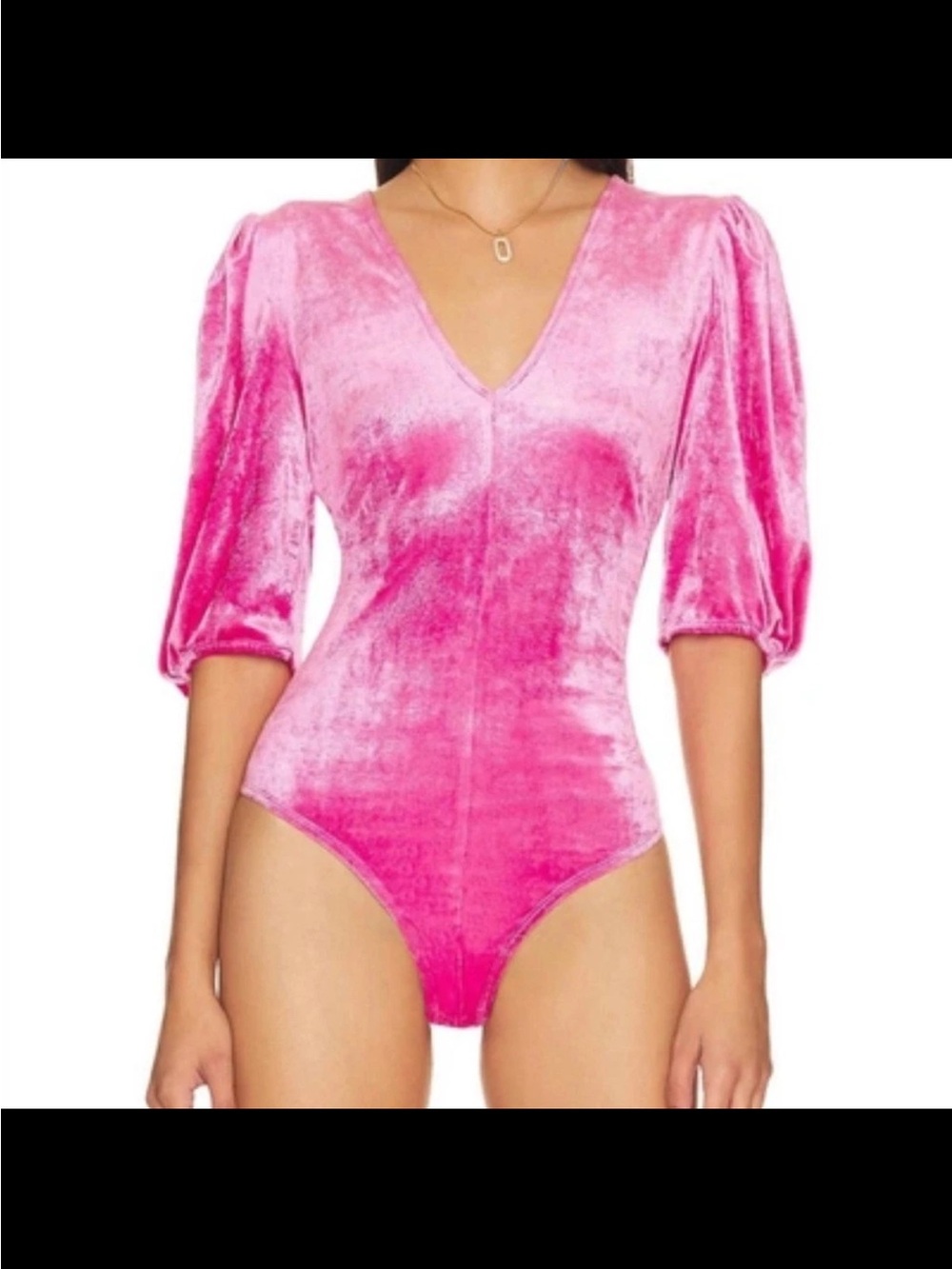 NWOT Free People Don’t You Wish Bodysuit in Pink Phenom Crushed Velvet